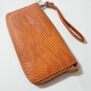 Textured Orange Wristlet Wallet